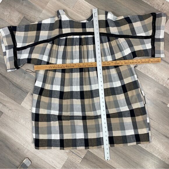 Maeve Anthropologie Plaid Kimono Tunic Dress Tie WaistTan Black Small - Picture 14 of 14